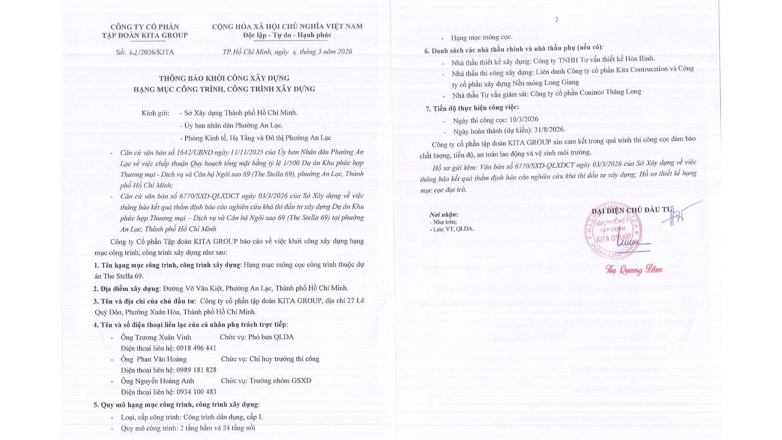 Lễ khởi công xây dựng hạng mục móng cọc dự án Ansana by Kita tại số 520 Võ Văn Kiệt.