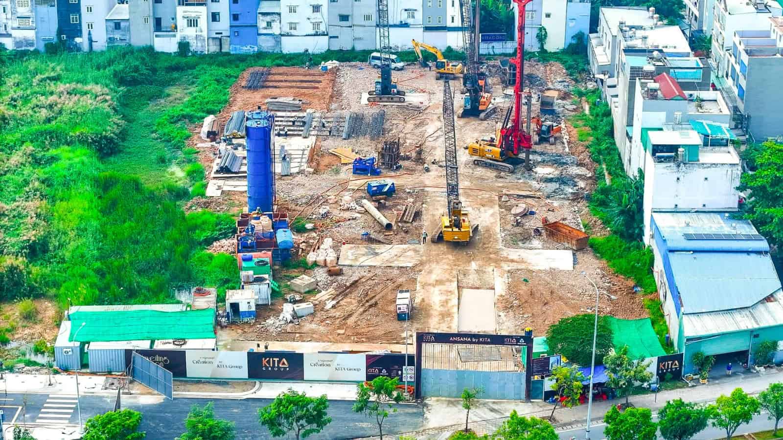 Dàn máy khoan cọc nhồi hiện đại đang hoạt động tại lõi dự án Ansana.