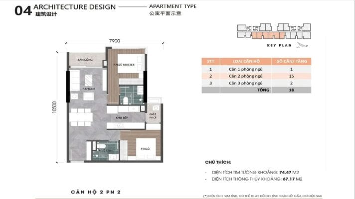 Bản vẽ mặt bằng căn hộ 2 phòng ngủ Ansana mẫu 2
