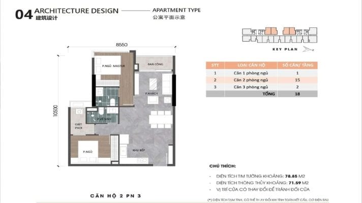 Bản vẽ mặt bằng căn hộ 2 phòng ngủ Ansana mẫu 3