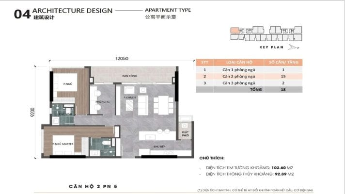 Bản vẽ mặt bằng căn hộ 2 phòng ngủ Ansana mẫu 5