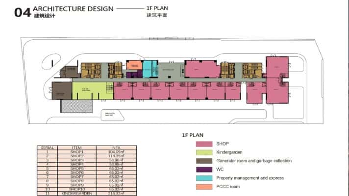 Bản vẽ phân bổ không gian thương mại và tiện ích tại tầng 2 khối đế
