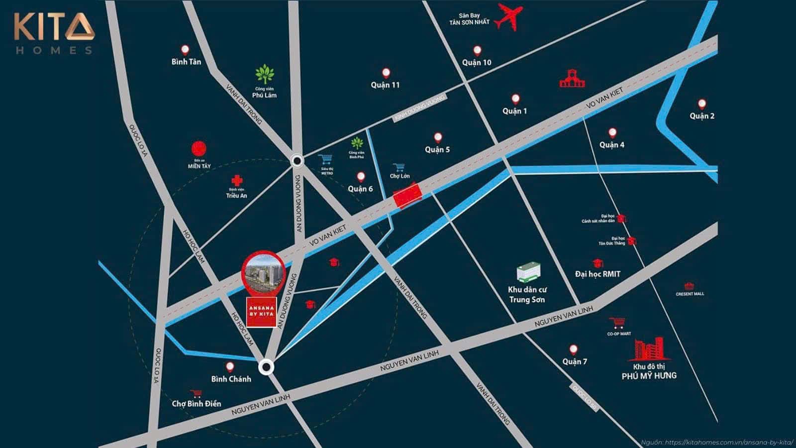 Vị trí đắc địa của dự án Ansana by Kita trên đại lộ Võ Văn Kiệt