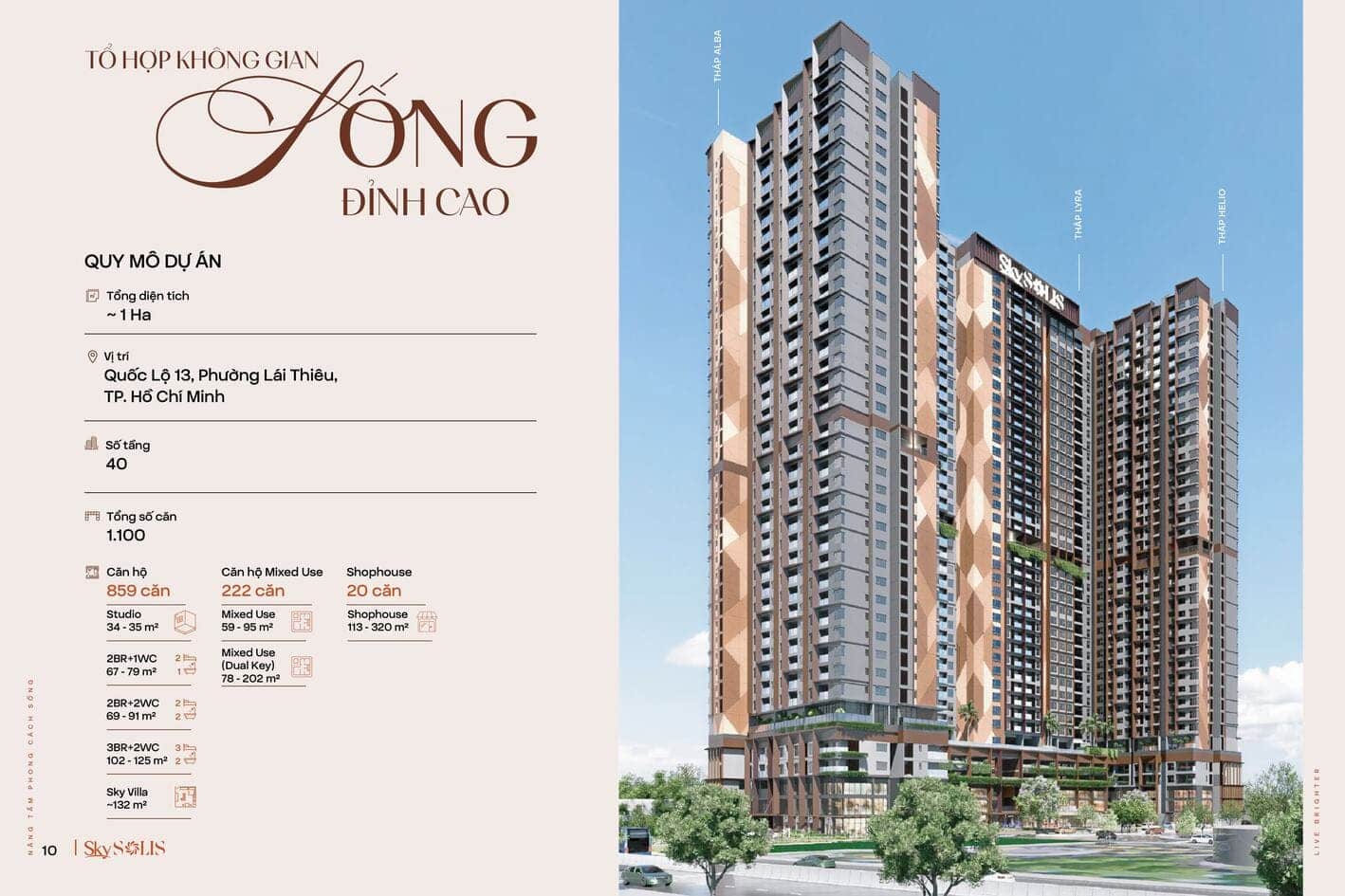 Phối cảnh tháp căn hộ biểu tượng an toàn SkySolis Lái Thiêu